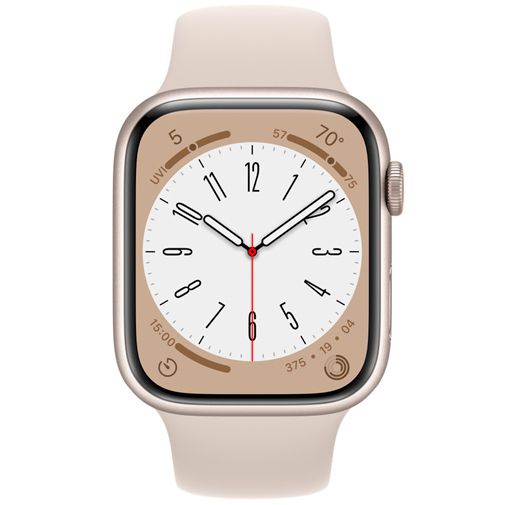 Apple Watch Series 8 45mm Goud/Zilver (Beige Siliconenband)
